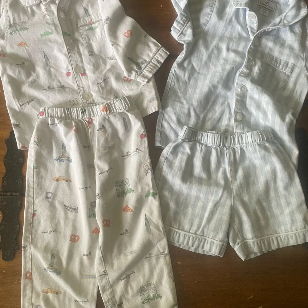 Lot Of 7 Pair Petite Plume Pajamas Blue Unisex Size 3 NYC Designer Shorts Pants - Picture 6 of 13